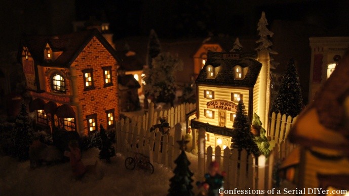 Mr. Gold Nugget shoveling snow at night for his late night crowd.