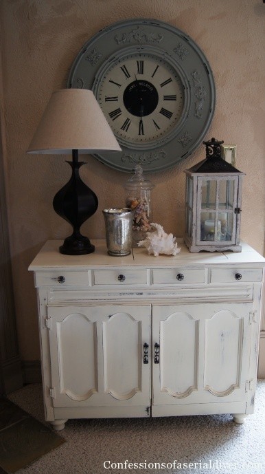 cream painted sewing cabinet