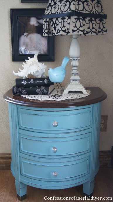 Table in Annie Sloan Provence blue