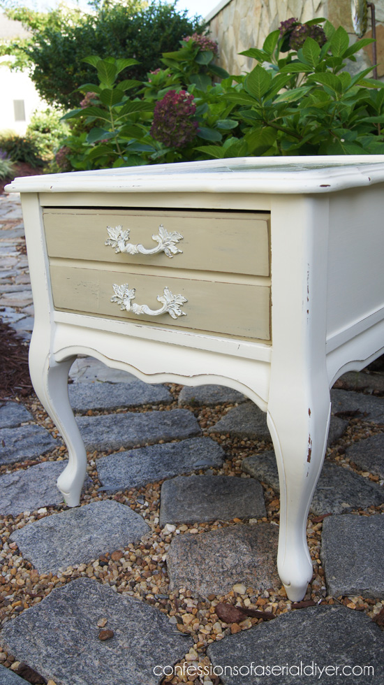 Country Grey Painted Harlequin Side Table