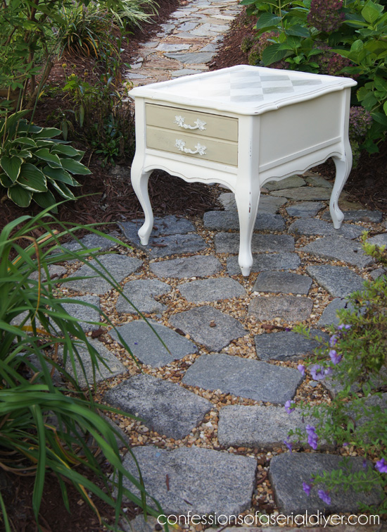 Country Grey Painted Harlequin Side Table