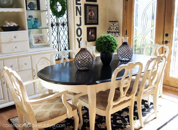 Dining room table makeover with Minwax Polyshades in Espresso