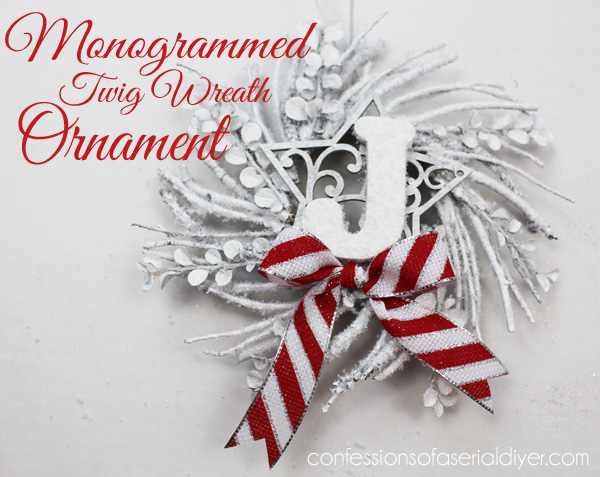 Monogrammed Twig Wreath Ornament