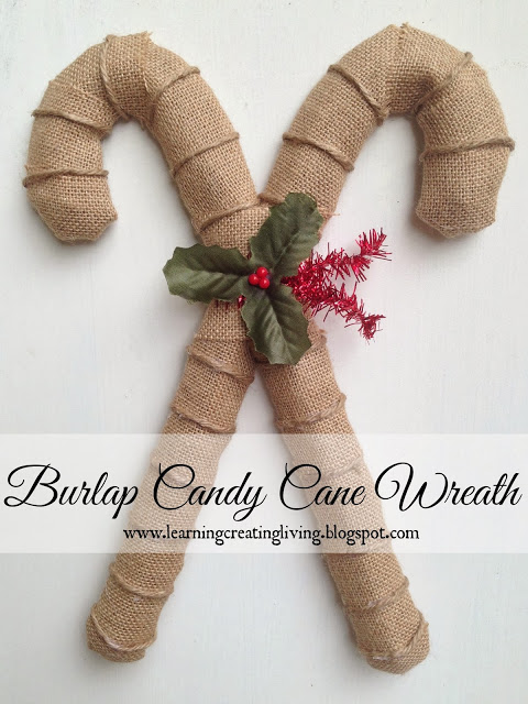 Burlap Candy Cane Wreath
