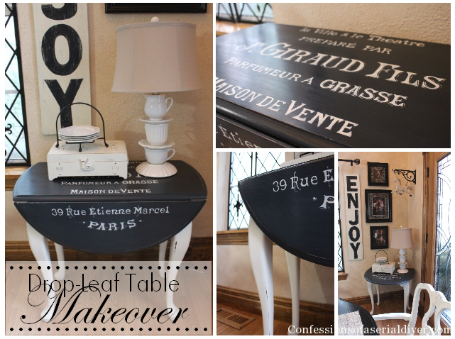 Drop-leaf table makeover. Adding graphics really gives it personality!