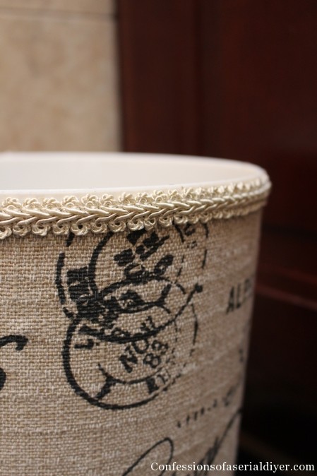 Monogrammed Fabric Covered Garbage Can {a Ballard Knock Off}