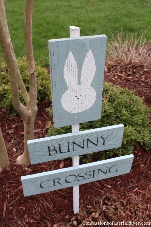 Bunny Crossing Sign from old Fence Pickets