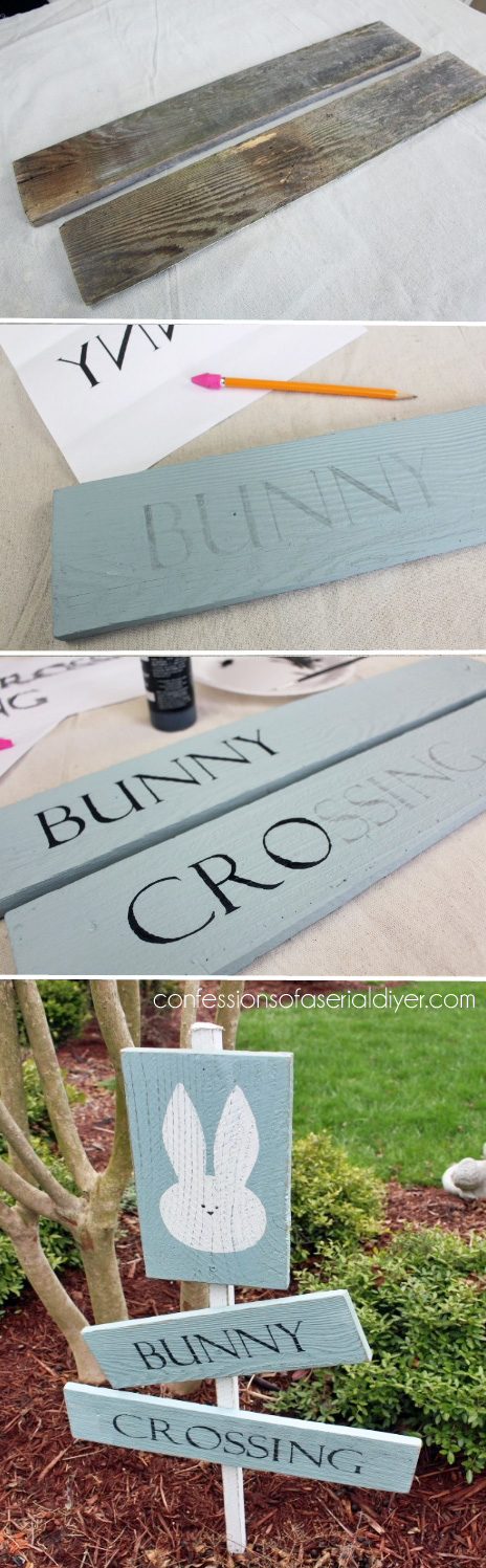 Bunny Crossing Sign from Old Fence Pickets