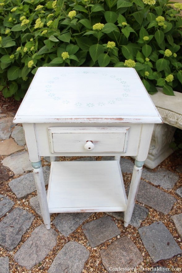 Flower Stenciled Side Table
