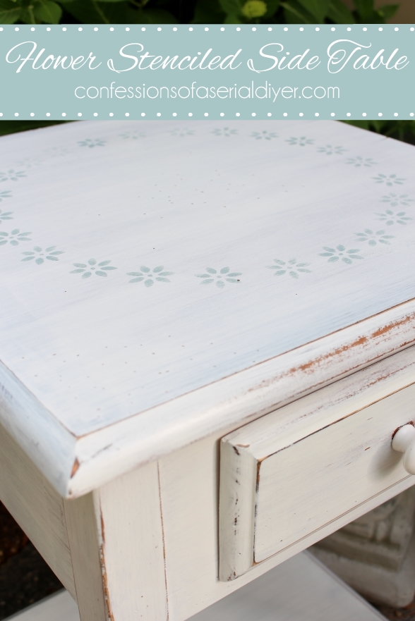 Flower Stenciled Side Table