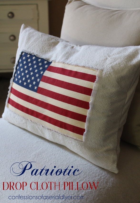 Patriotic pillow from drop cloth and a $1.99 flag