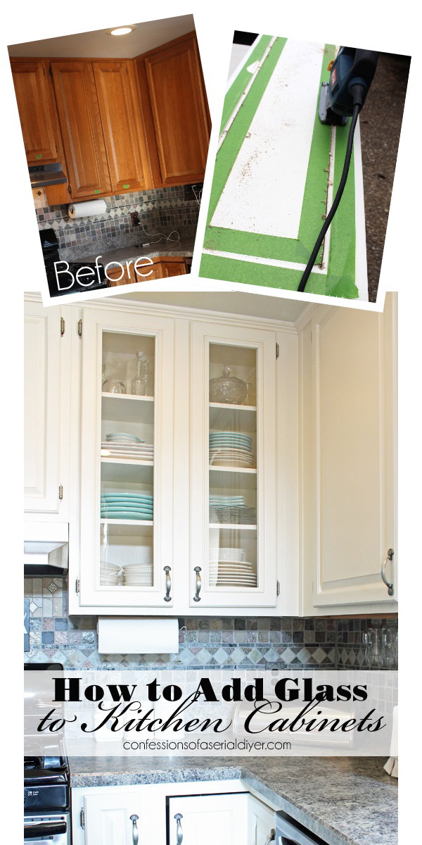 How to replace cabinet panels with glass from Confessions of a Serial Do-it-Yourselfer