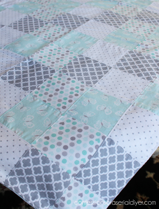 Baby quilt from flannel receiving blankets