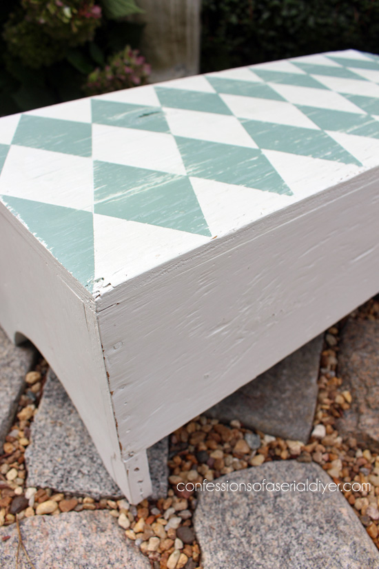 Harlequin painted bench including how to get the perfect harlequin pattern