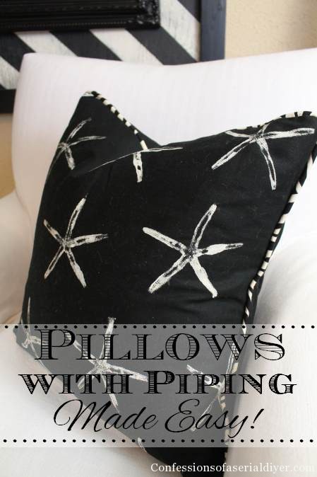 DIY Starfish Stamped Pillows with Piping Tutorial