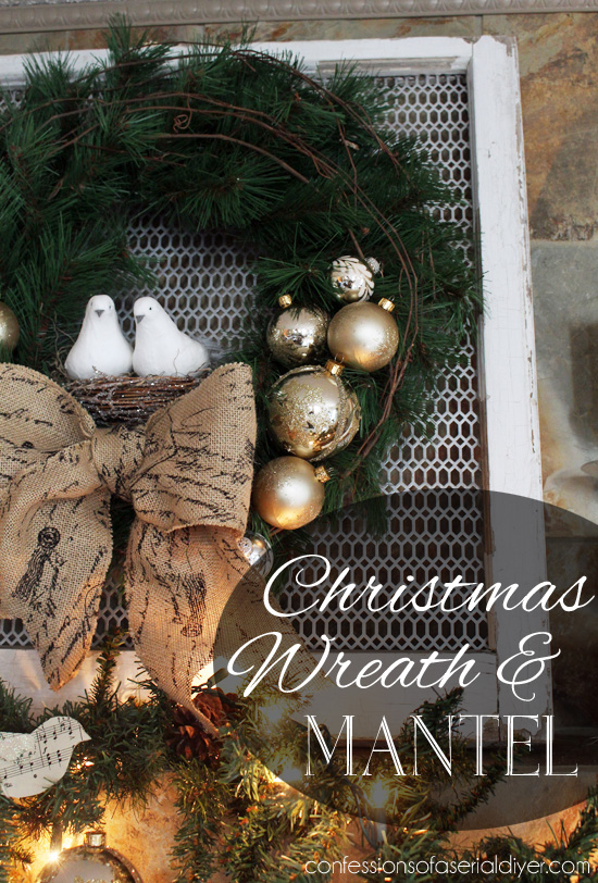 Super Simple Christmas Wreath and Mantel
