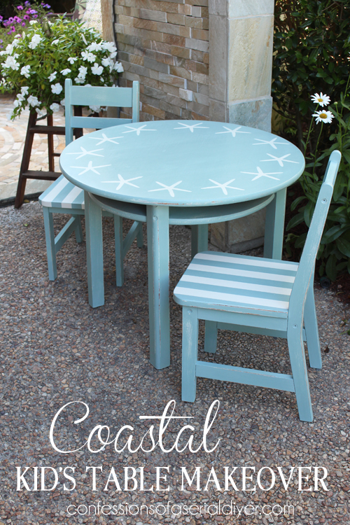 Super fun coastal inspired kid's table makeover/Confessions of a Serial Do-it-Yourselfer 