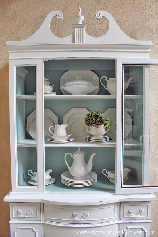 Blue and white china cabinet/ Confessions of a Serial Do-it-Yourselfer