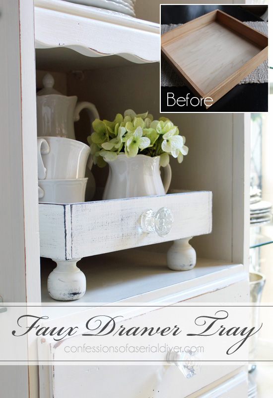 A plain tray is updated to look like a repurposed drawer!