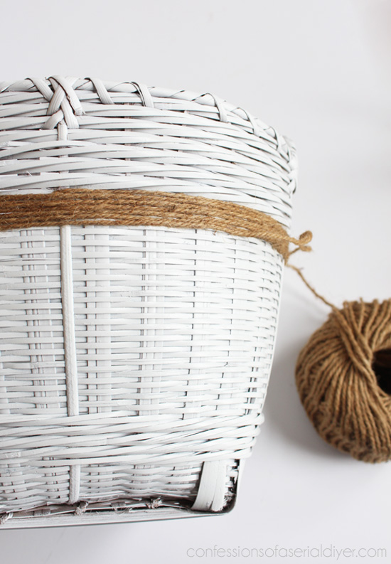 Adding jute twine to the center of this basket adds the perfect contrast.