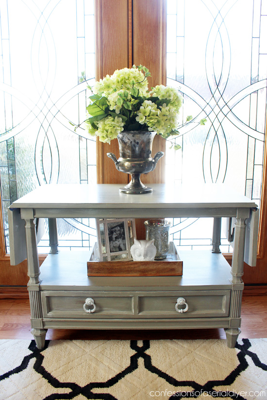 Vintage server painted in Annie Sloan's French Linen from confessionsofaserialdiyer.com