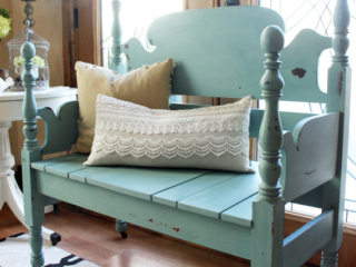 Mason Jar Blue (Junque Boutique Milk Paint) Headboard Bench
