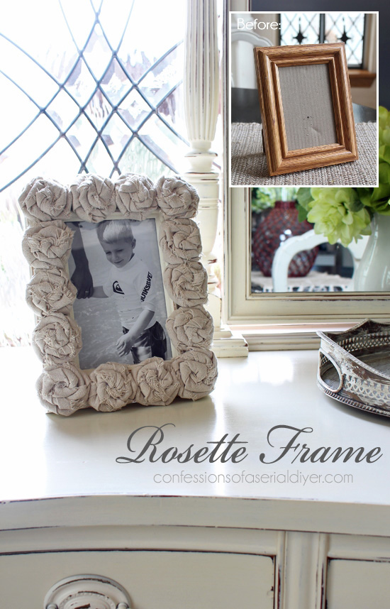 Dress up a plain frame with sweet drop cloth rosettes! Video tutorial included!