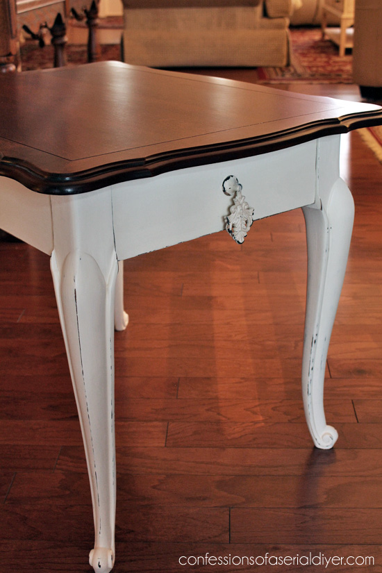 Painting the legs only adds a nice contrast while preserving the beautiful wood on top.