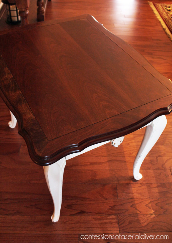 Painting the legs only adds a nice contrast while preserving the beautiful wood on top.