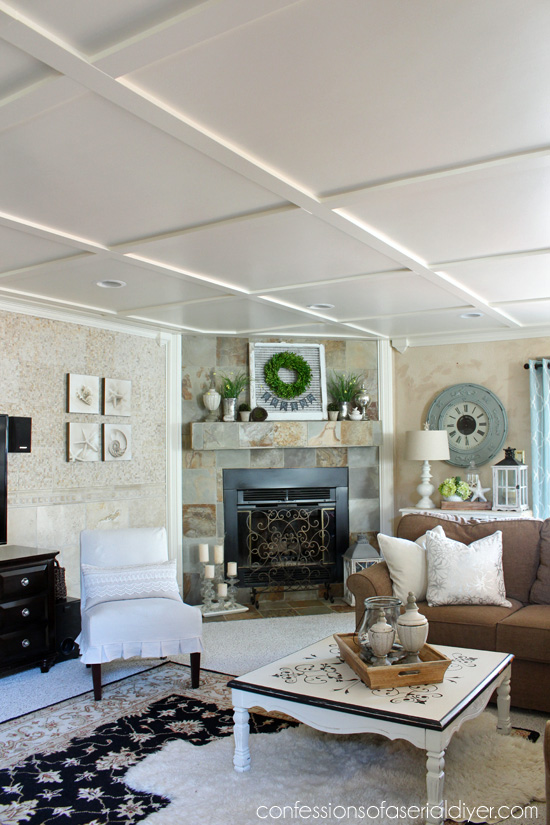 Faux Coffered Ceiling Confessions Of A Serial Do It Yourselfer - Diy Coffered Ceiling Basement