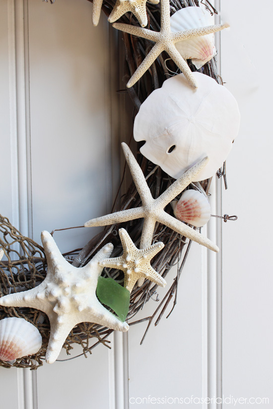 How to make a Pottery Barn inspired shell wreath.