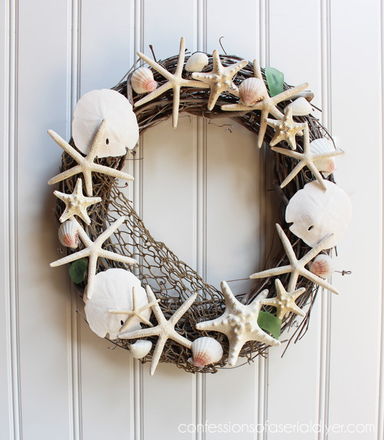How to make a Pottery Barn inspired shell wreath.