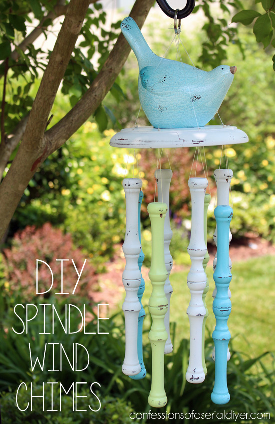 These wind chimes were created using old spindles