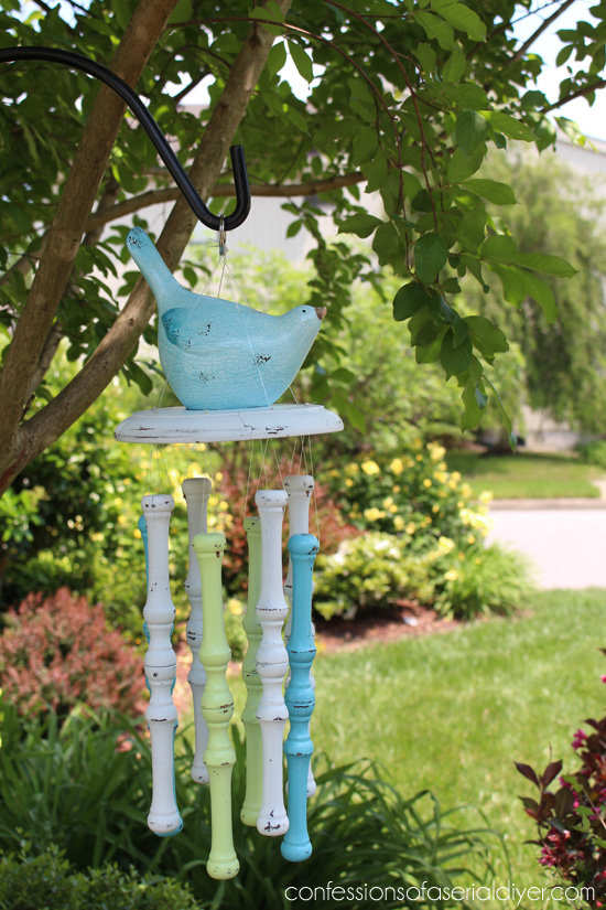 These wind chimes were created using old spindles