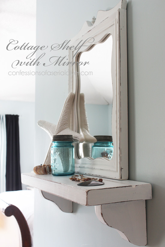 Cottage-Inspired Shelf with Mirror from thrifty finds