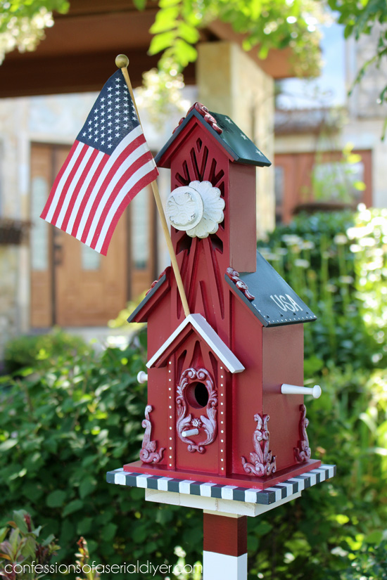 Patriotic Birdhouse from a $2 thrift store find