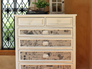 Fabric Inlaid Dresser Makeover