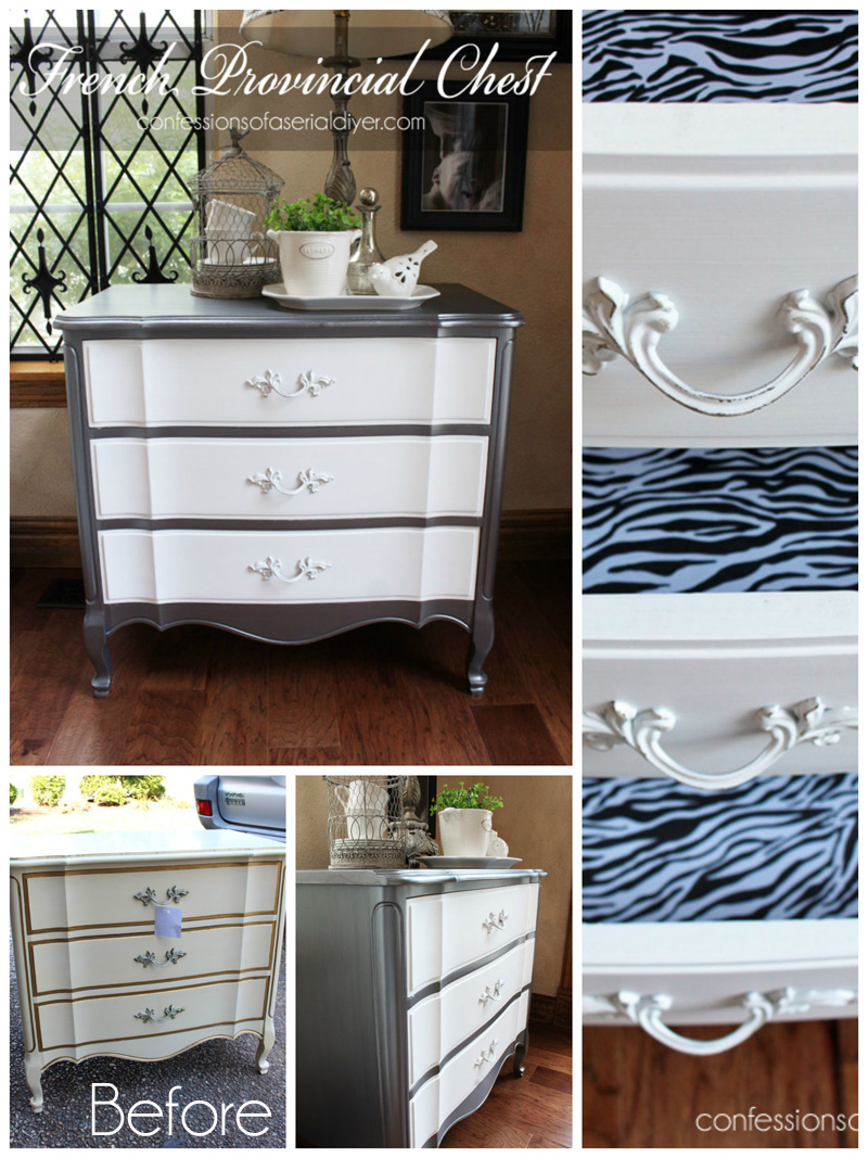 French Provincial Three-Drawer Chest Makeover in Martha Stewart's Thundercloud