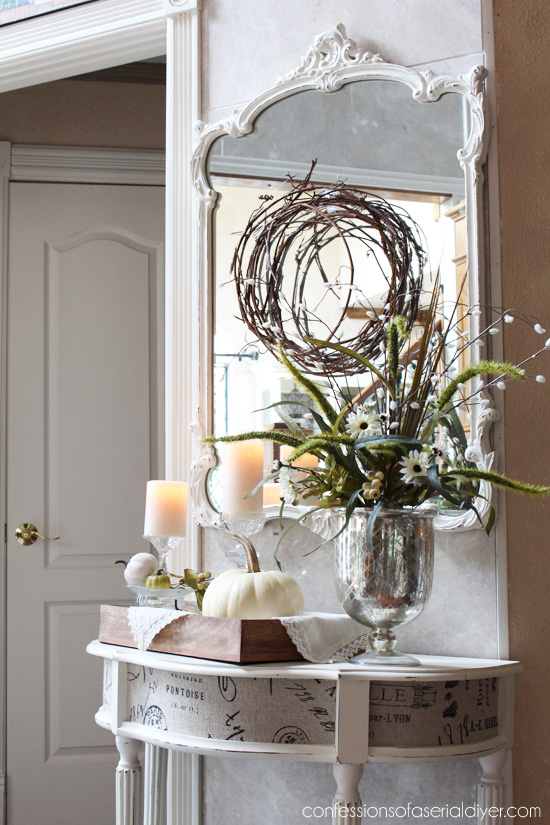 Neutral Fall Vignette and Thrift Store Mirror Makoever