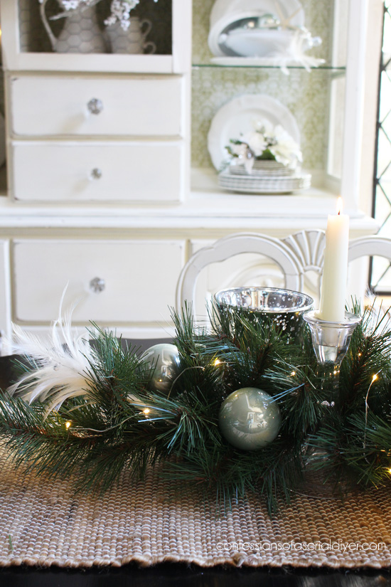 Wintry Elegant Christmas Hutch from Confessions of a Serial Do-it-Yourselfer and At Home