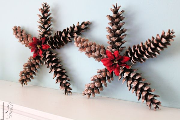 Christmas Star Decorations Using Pine Cones from Viral Upcycle