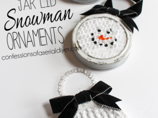 Snowman Ornaments made from Mason Jar Lids