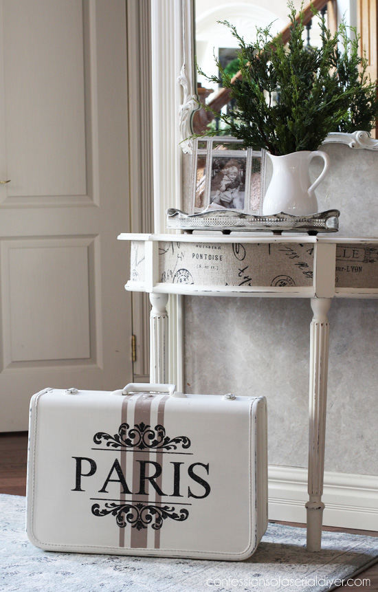 Curbside suitcase makeover from Confessions of a Serial Do-it-Yourselfer. This is a great way to add extra storage that's decorative too!