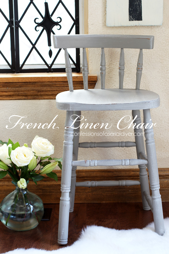 Chair/Stool, calling this a chool! Painted in French Linen by Annie Sloan. Confessions of a Serial Do-it-Yourselfer