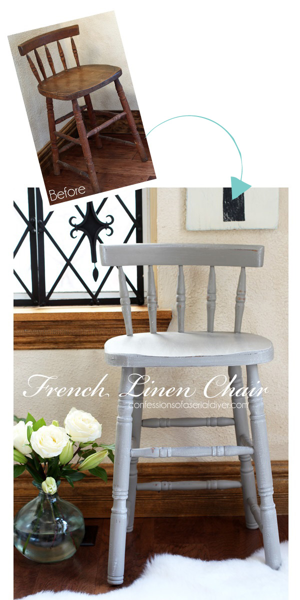 Thrift Store Chair Makeover with Annie Sloan's French Linen from confessionsofaserialdiyer.com