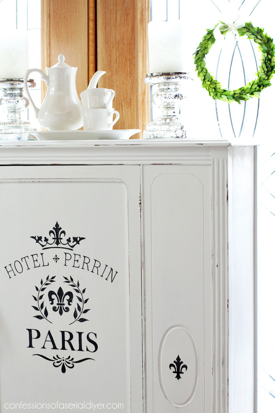Antique Cabinet makeover in Pure White DIY Chalk Paint from Confessions of a Serial Do-it-Yourselfer