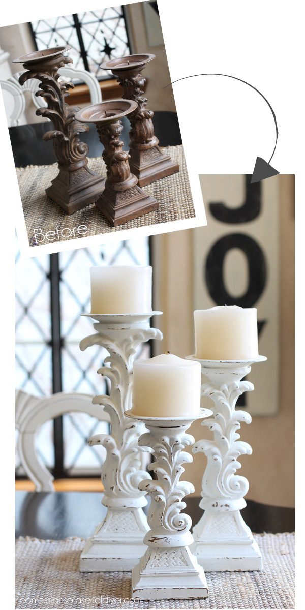 Candlesticks updated with chalk paint from Confessions of a Serial Do-it-Yourselfer