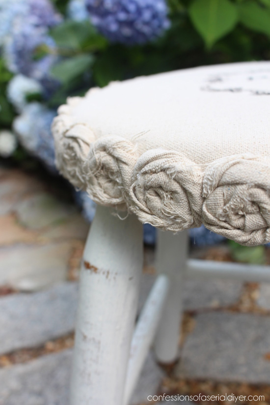 Make over a plain wooden stool with a little dropcloth! Confessions of a Serial Do-it-Yourselfer