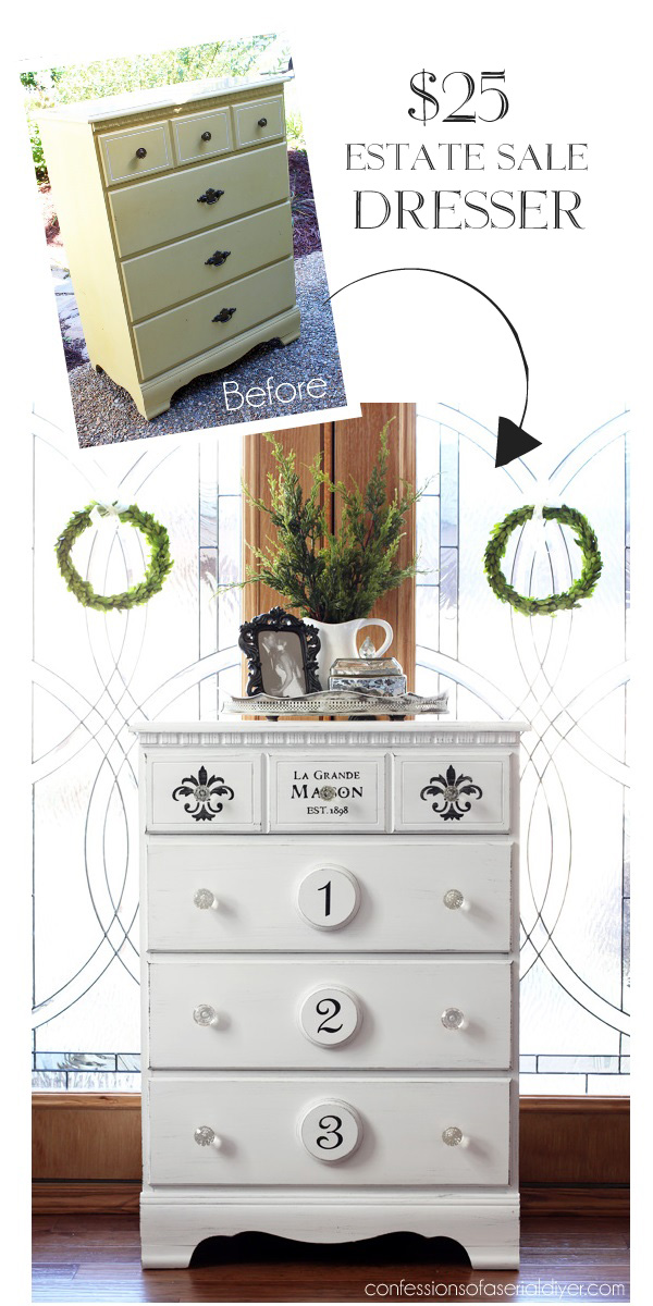 Black and White Fleur de Lis Dresser from Confessions of a Serial Do-it-Yourselfer