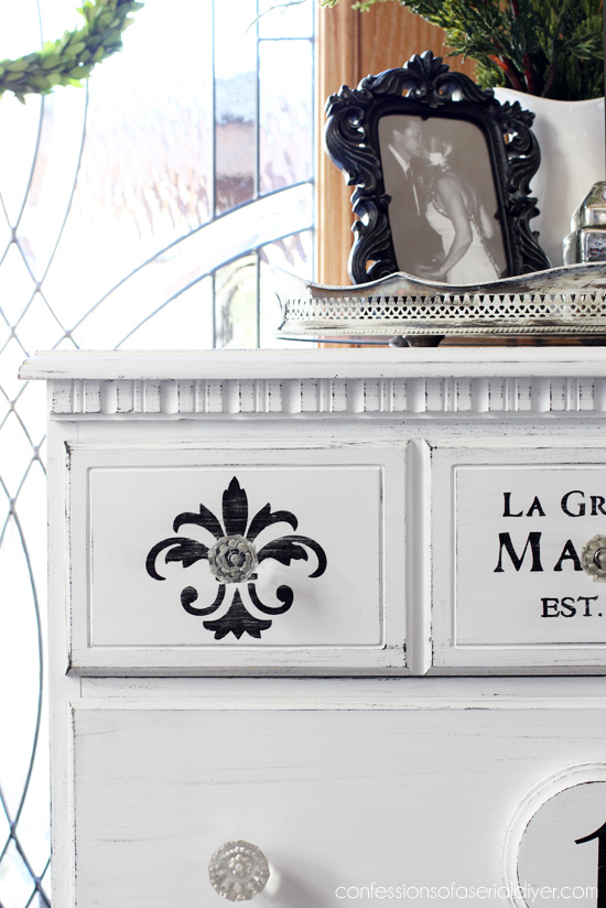 Black and White Fleur de Lis Dresser from Confessions of a Serial Do-it-Yourselfer